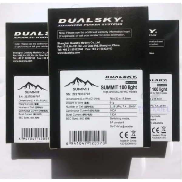 Controlador de velocidad electrónico DUALSKY SUMMIT100A SUMMIT 100 Light 100A ESC con 8A BEC para Dron de ala fija 3D de avión general